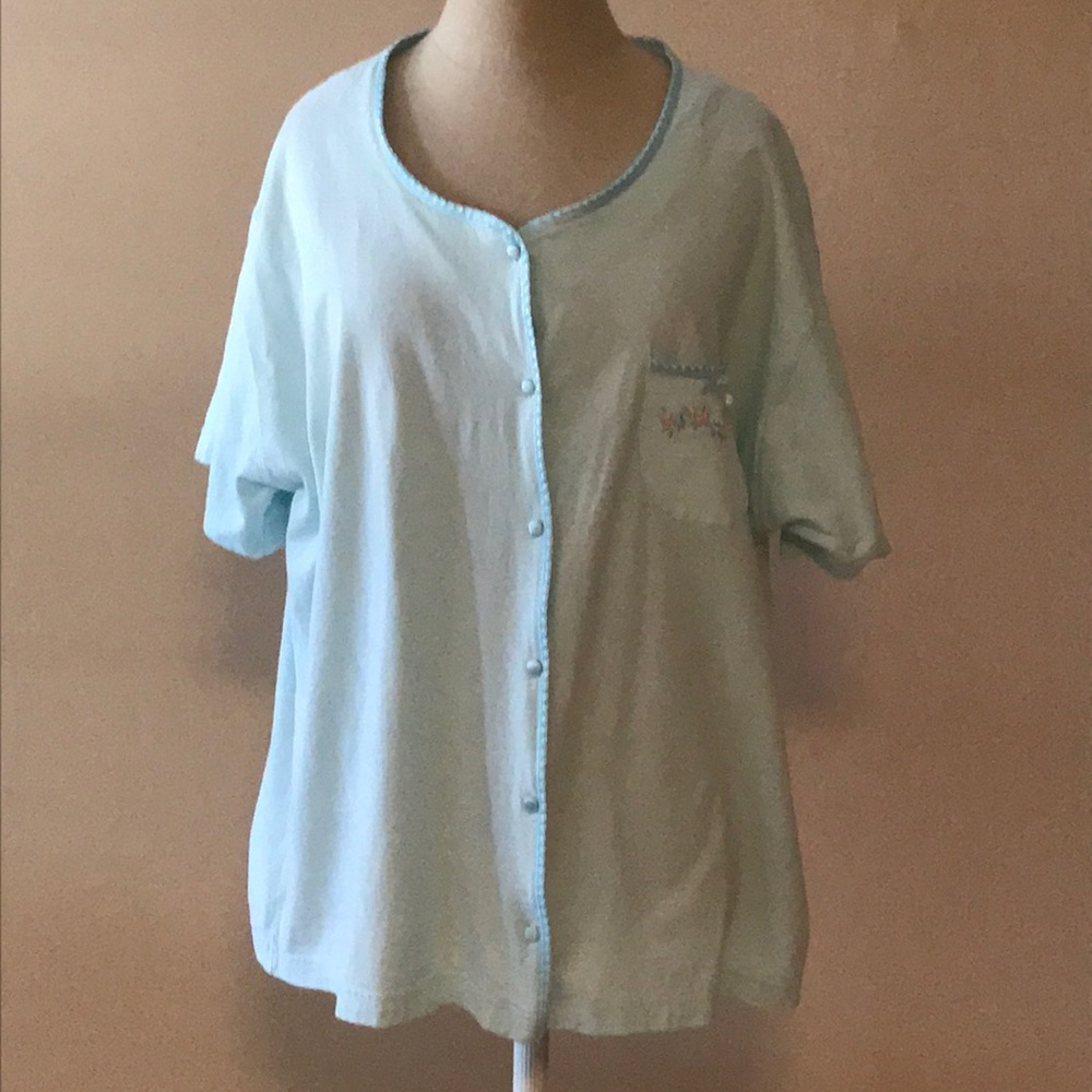 Light Blue 💯% Cotton Short Sleeve Pajama Top